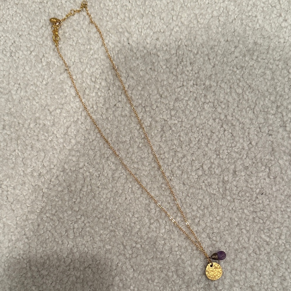 Gold and Purple Pendant Necklace